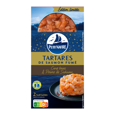 Tartares de saumon fumé cinq baies & poivre de Sichuan