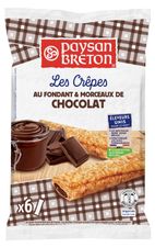 Crêpes fourrées au fondant et morceaux de chocolat