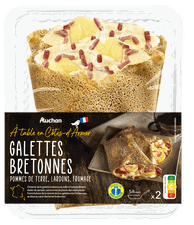 Galettes bretonnes pommes de terre, lardons, fromage