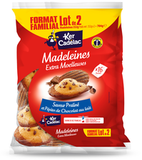 Madeleines Extra Moelleuses Saveur Praliné et Pépites De Chocolat Au Lait