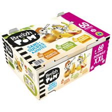Assortiment de purées de pommes et spécialités de fruits sans sucres ajoutés