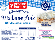 Le Fromage Fouetté Madame Loïk Nature au sel de Guérande Portions