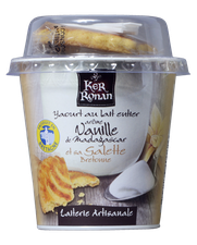 Yaourt brassé vanille avec sa galette bretonne