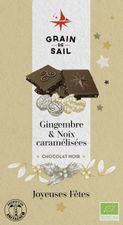 Tablette de chocolat noir 75% de cacao, Gingembre & Noix caramélisées