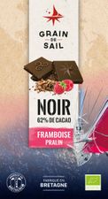 Tablette de chocolat noir Framboise et Pralin, 62%