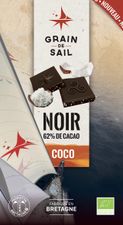 Tablette de chocolat noir 62% de cacao avec inclusions noix de coco râpées toastées